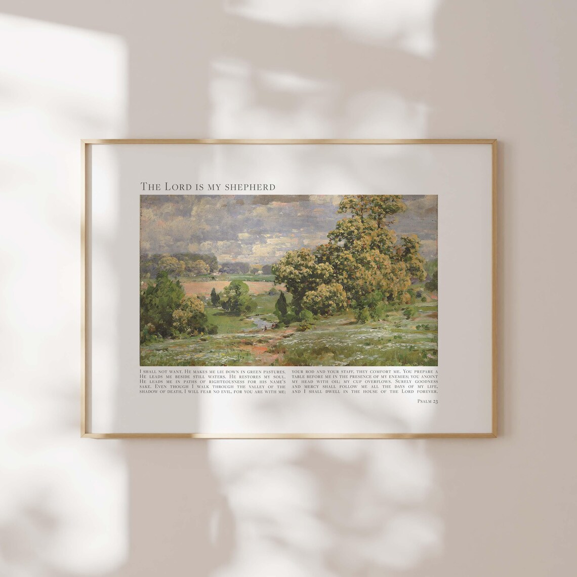 Psalm 23 The Lord Is My Shepherd Green Pasture Impressionist Landscape Poster