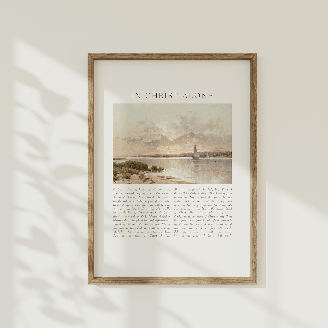 In Christ Alone Hymn Lyrics Sunset Lake Sailboats Impressionist Poster