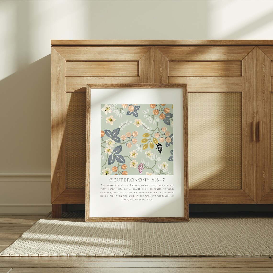 Deuteronomy 6:67 Floral Bible Verse Art Print - Image 4