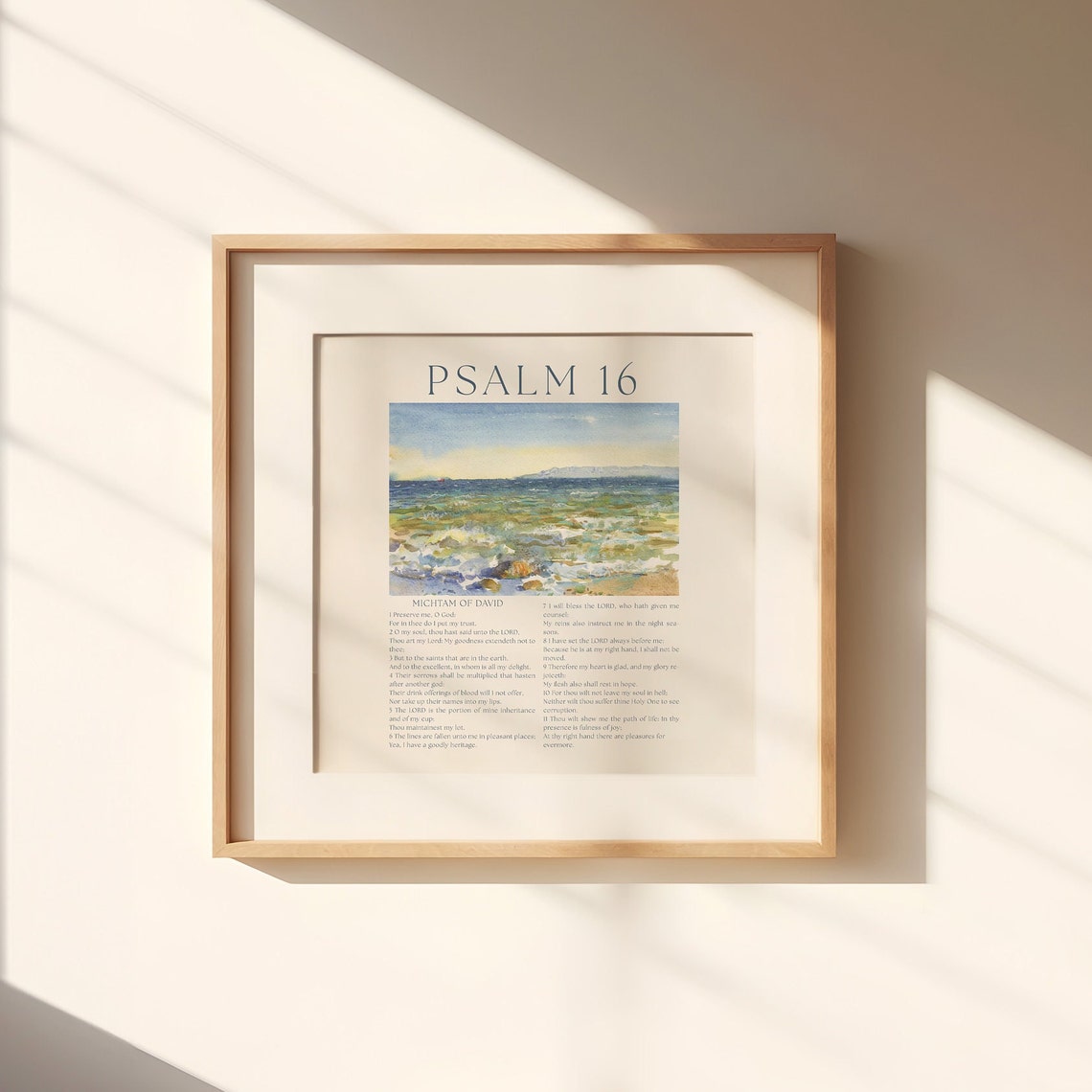 Psalm 16 Coastal Wall Art Nautical Bible Poster Bible Verse Timeless Christian Home Decor Instant Ocean Art - Image 2