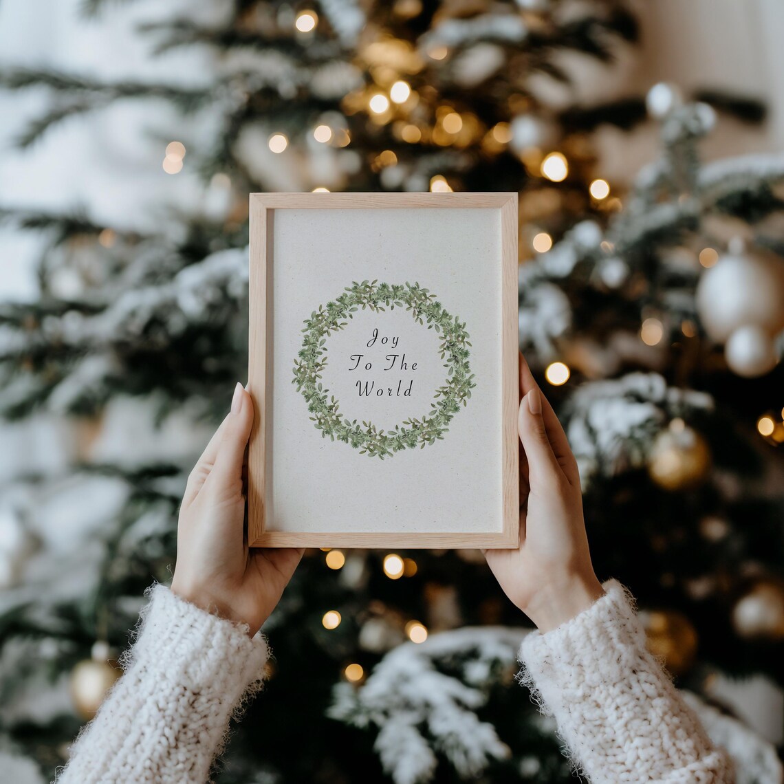 Joy To The World Green Botanical Wreath Minimalist Christmas Poster - Image 5