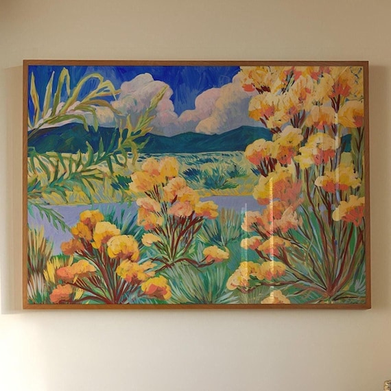 Chamisa Plant Print, Mid-Century Desert Landscape