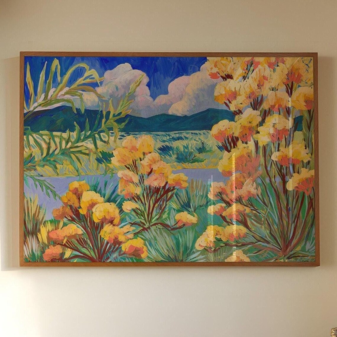 Chamisa Plant Print, Mid-Century Desert Landscape