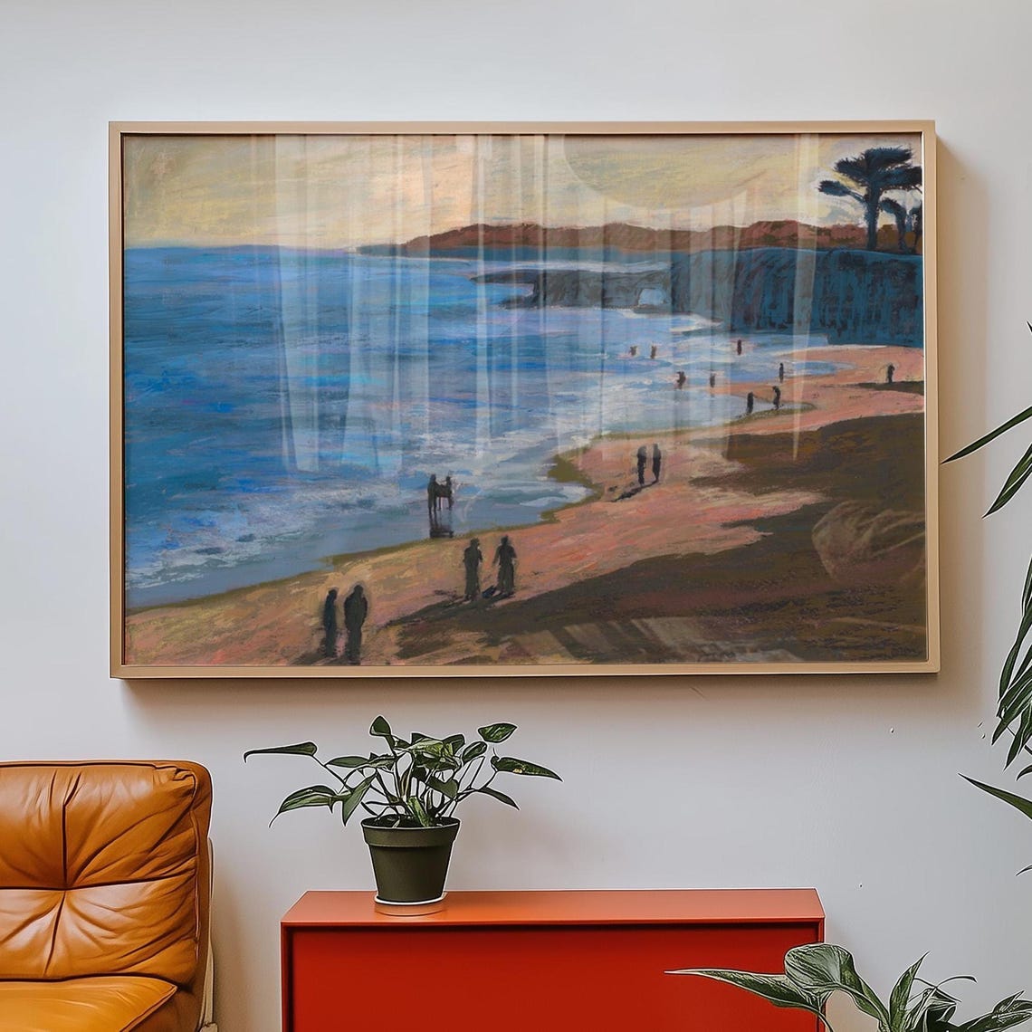 Santa Cruz Ocean Bluff Print Midcentury Modern Coastal Art