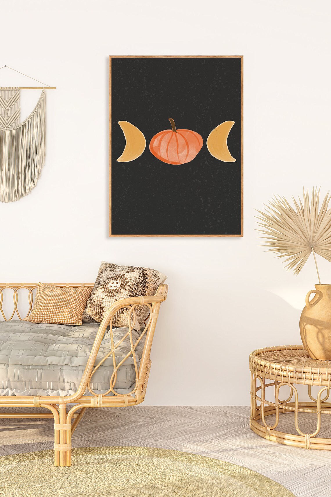 Pumpkin Moon Phase Art Print, Boho Modern Art - Image 2