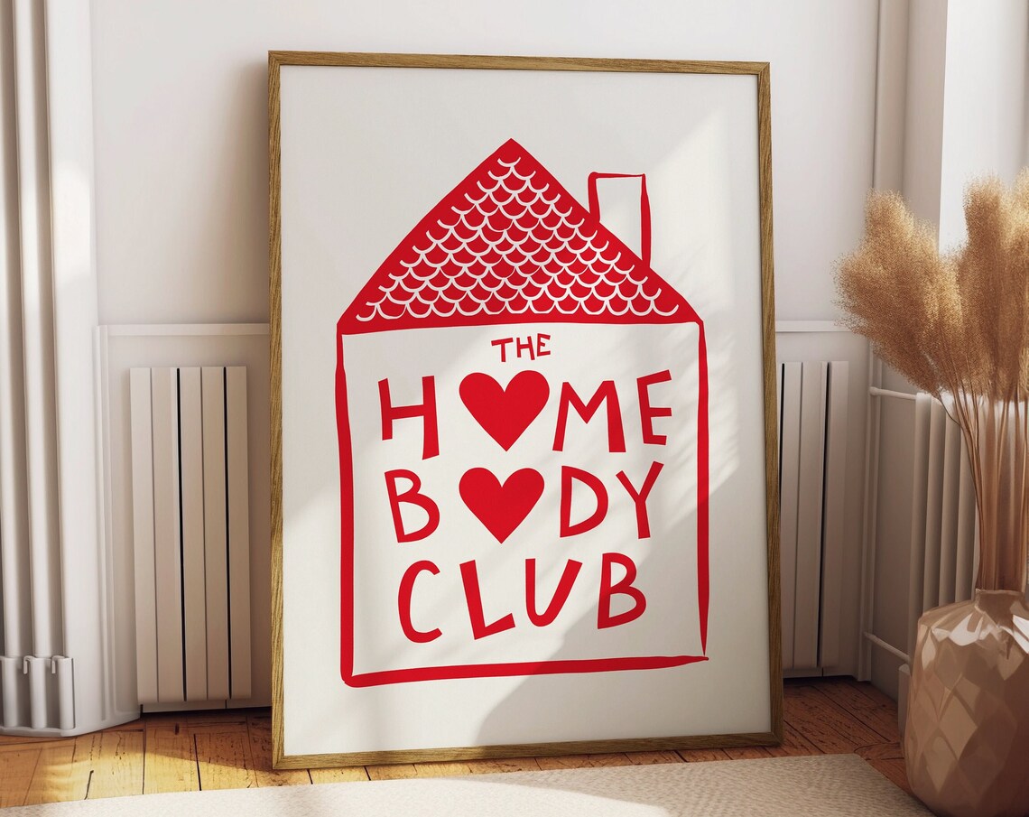 The Homebody Club Red House With Heart Home Sweet Home Poster