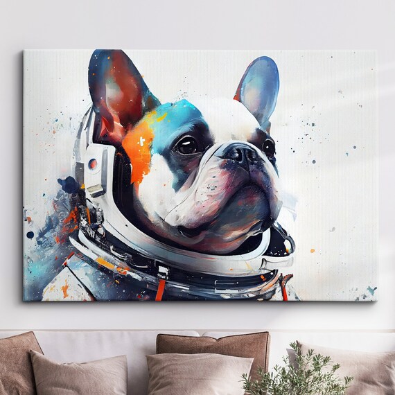 French Bulldog Astronaut In Spacesuit Colorful Watercolor Dog Poster