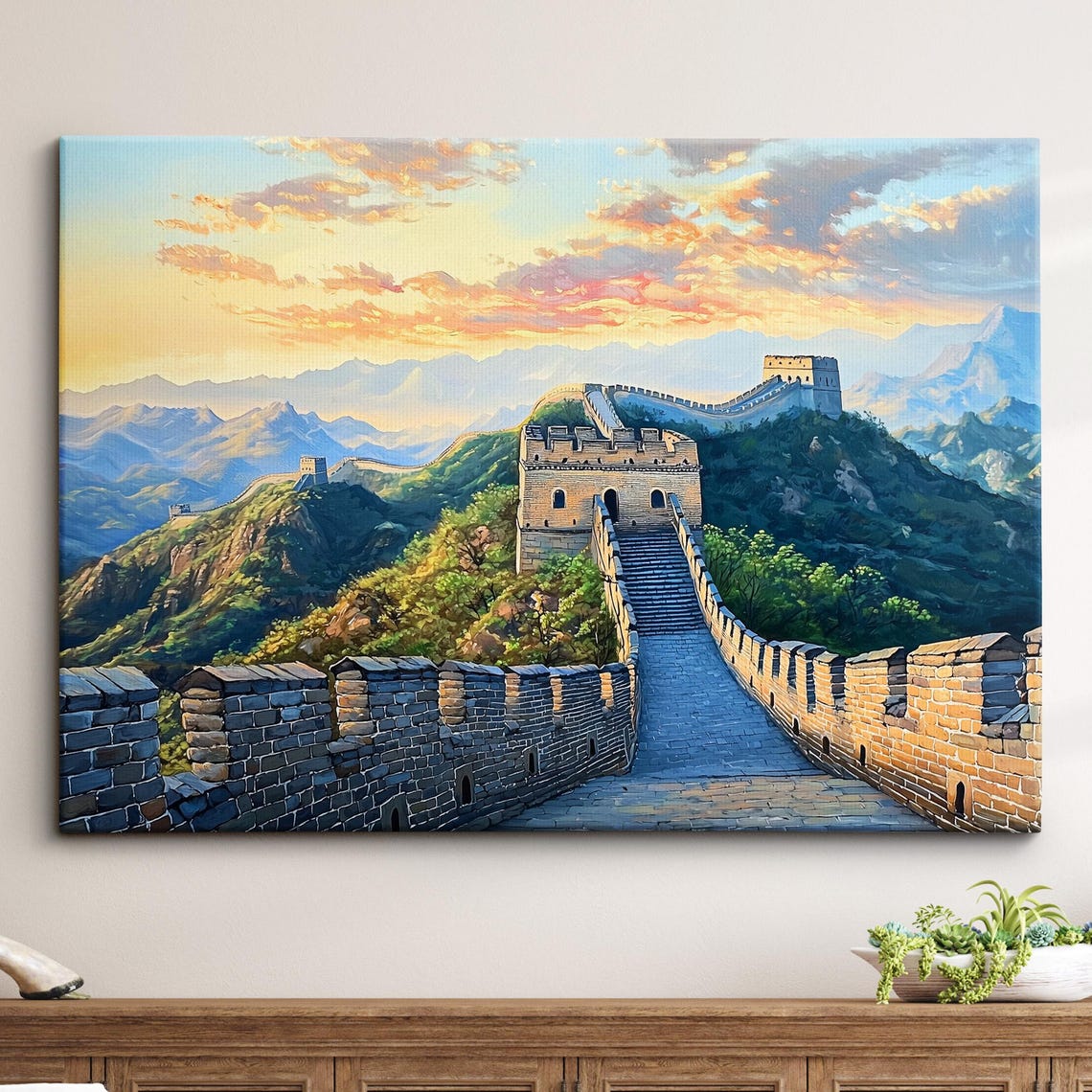 Great Wall Of China Tourist Landmark Landscape Oil Painting Style Art Framed Canvas Poster Print Homeoffice Room Decor Asia Gifts