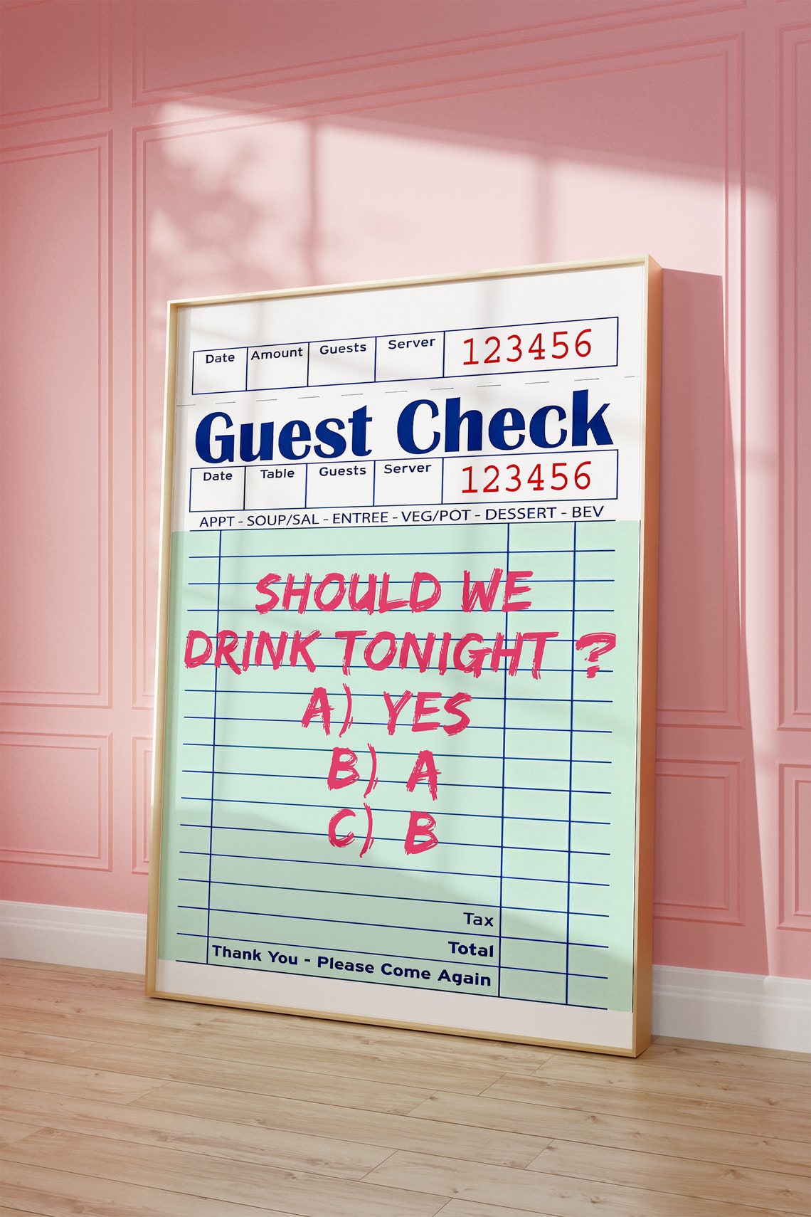 Should We Drink Tonight Funny Quiz Guest Check Bar Cart Quote Poster