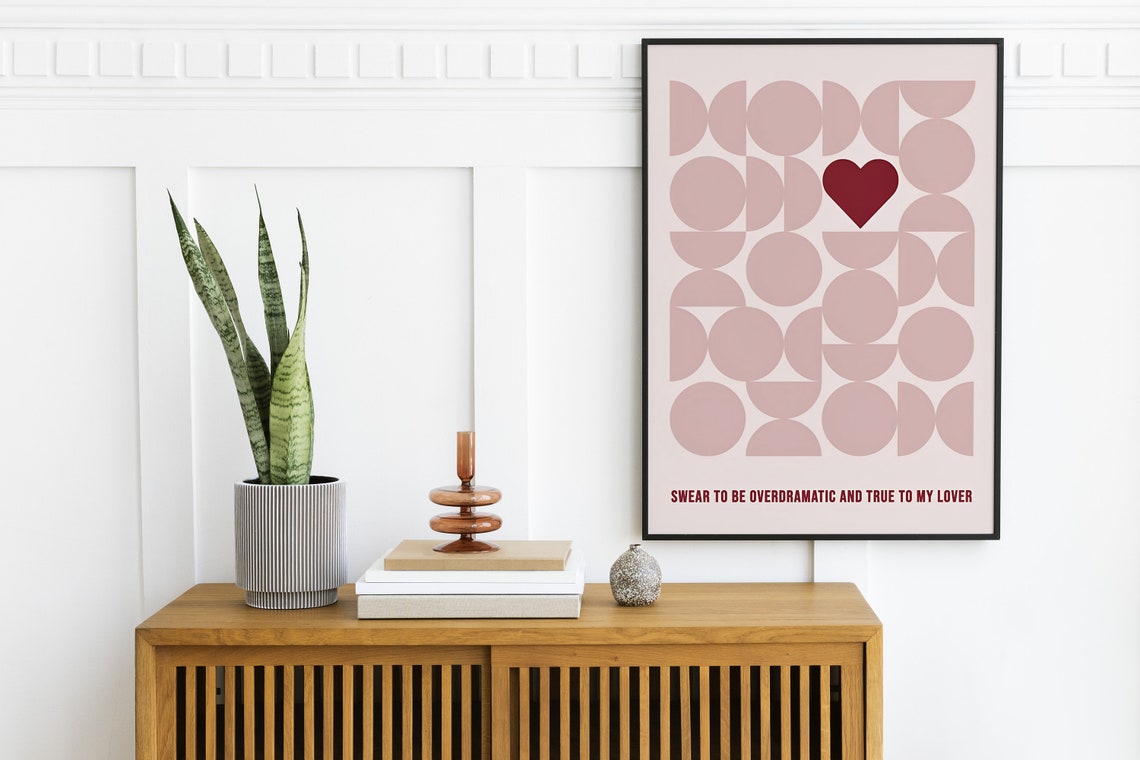 Taylor Swift Lover Lyrics Bauhaus Heart Geometric Art Poster - Image 2