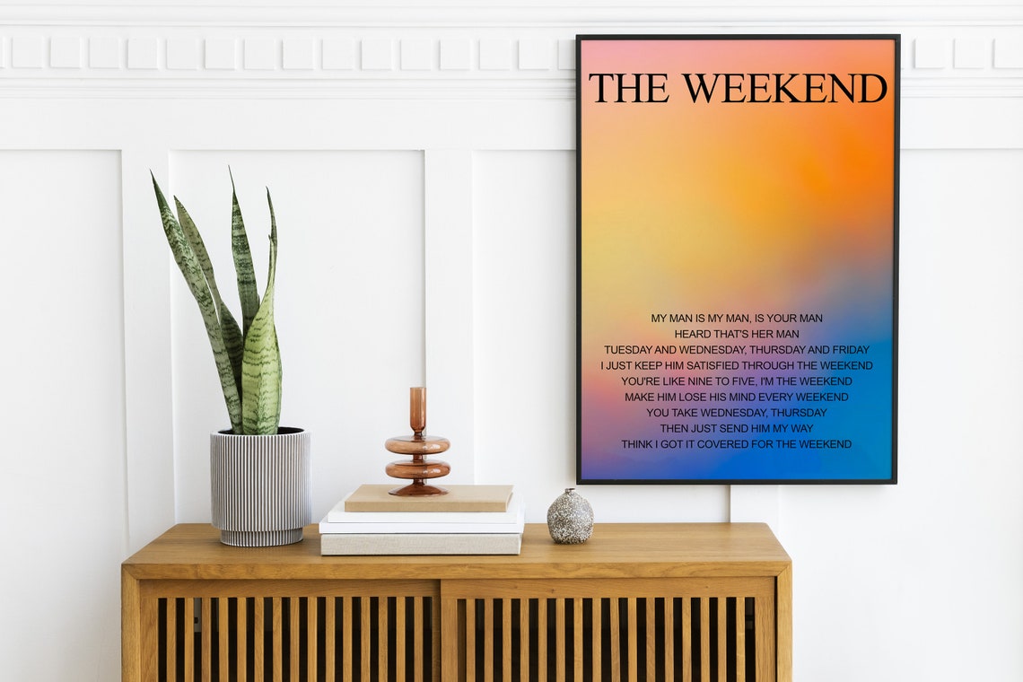 SZA The Weekend Song Lyrics Poster on Gradient Sunset Artwork - Image 2