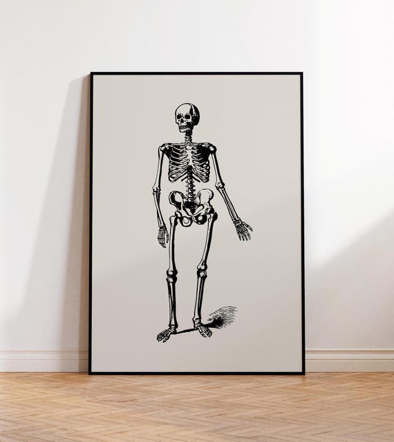 Skeleton Print Halloween Decor Skeleton Wall Art Halloween Print Funny Vintage Poster Trendy Spooky Decor Preppy Retro Hallowen Poster