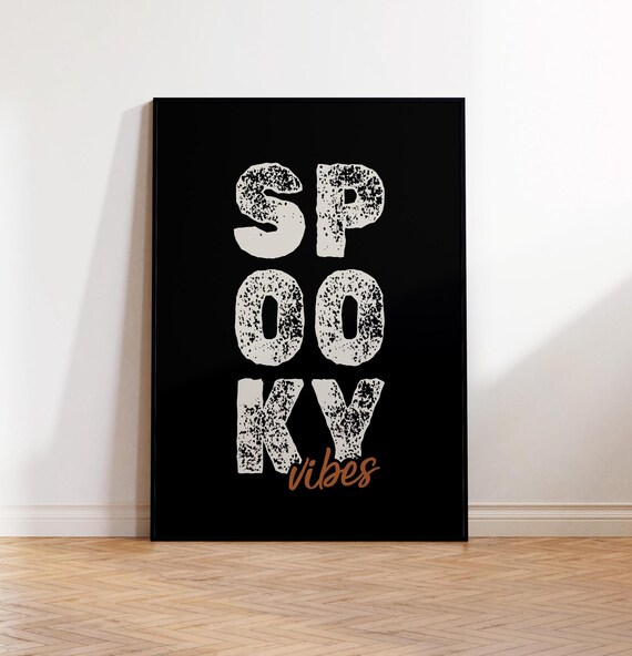 Spooky Vibes Halloween Grunge Typography Black and Orange Poster