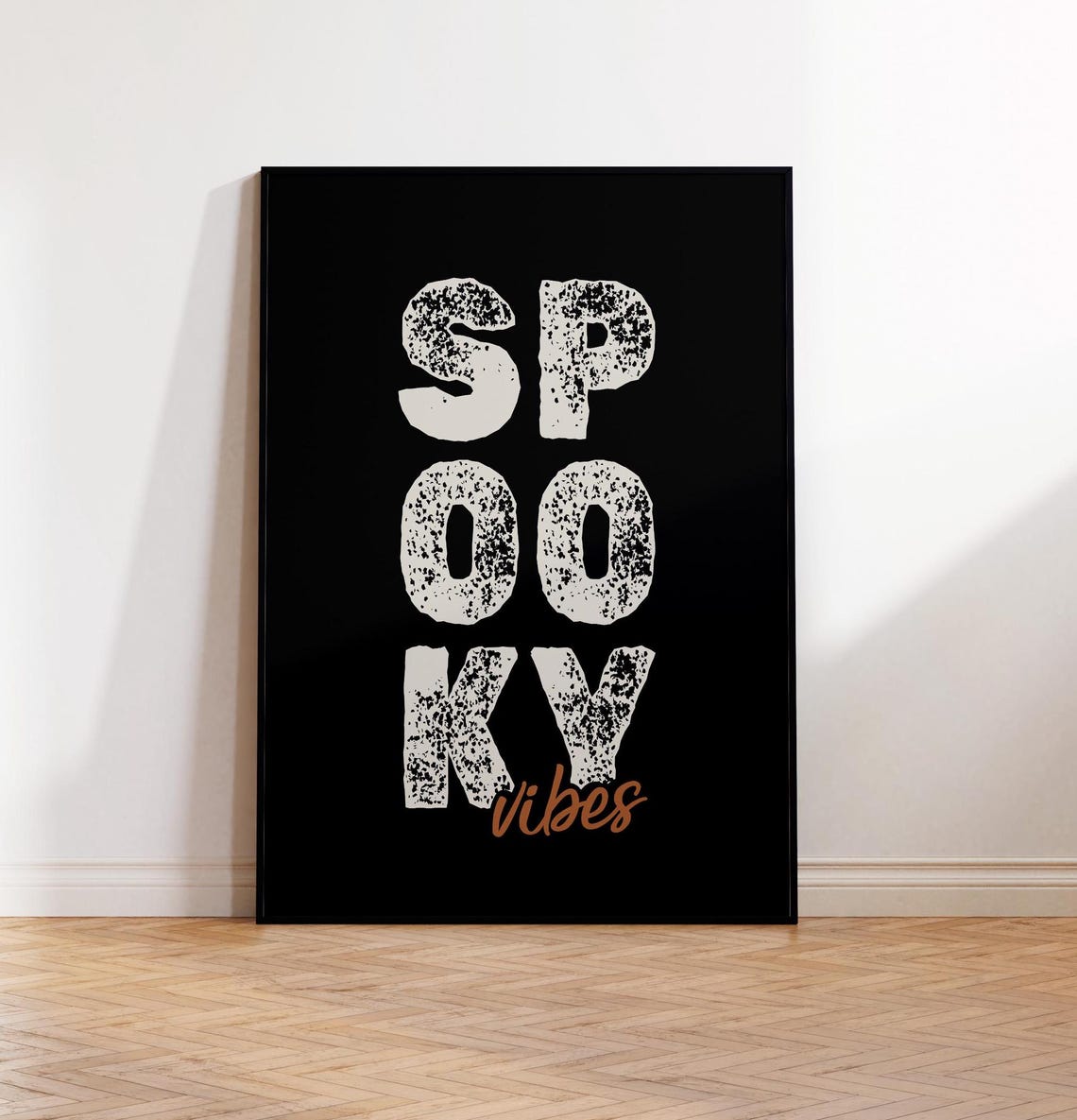 Spooky Vibes Halloween Grunge Typography Black and Orange Poster