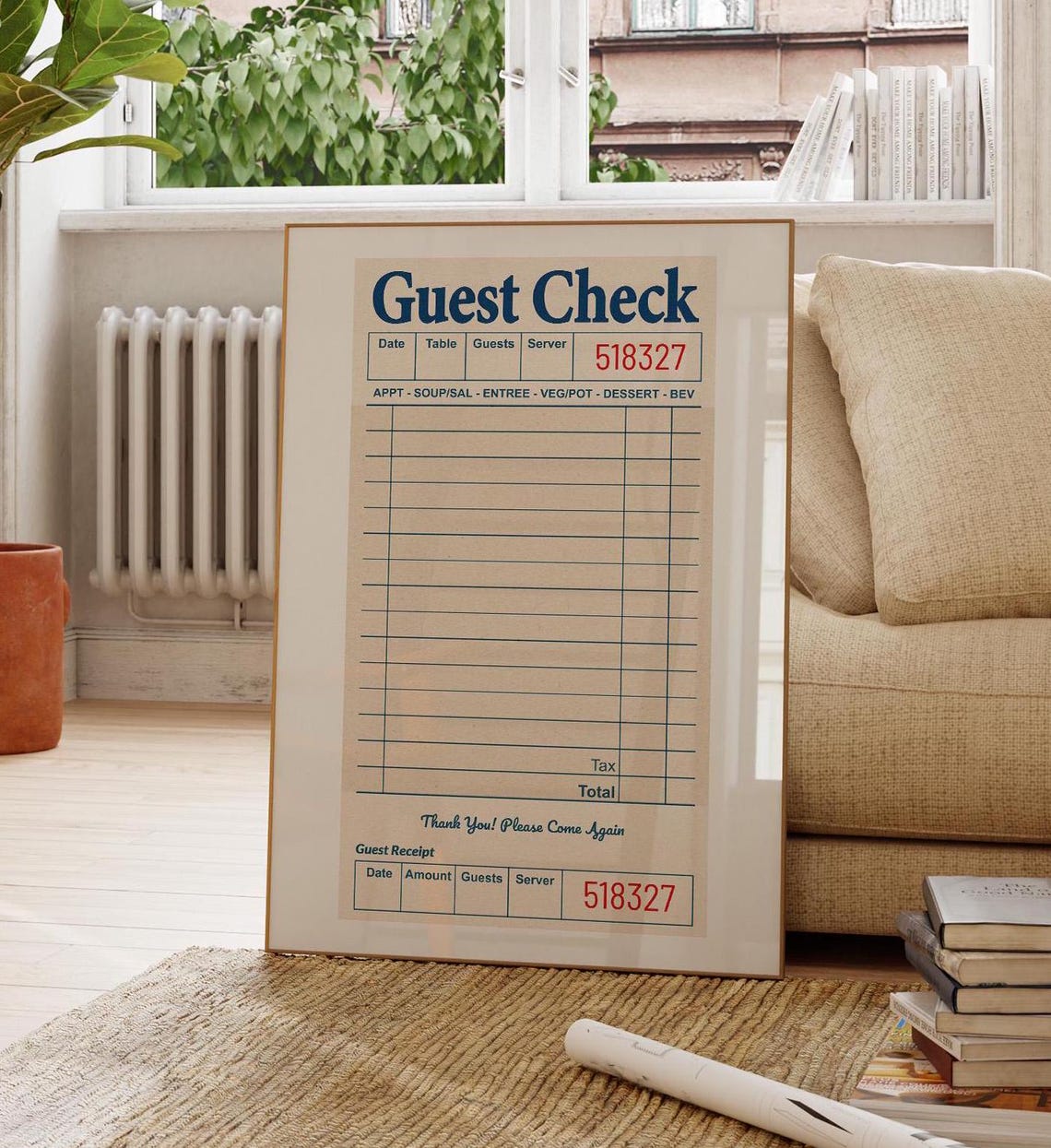 Oversized Blank Guest Check Vintage Restaurant Receipt Poster - Image 2