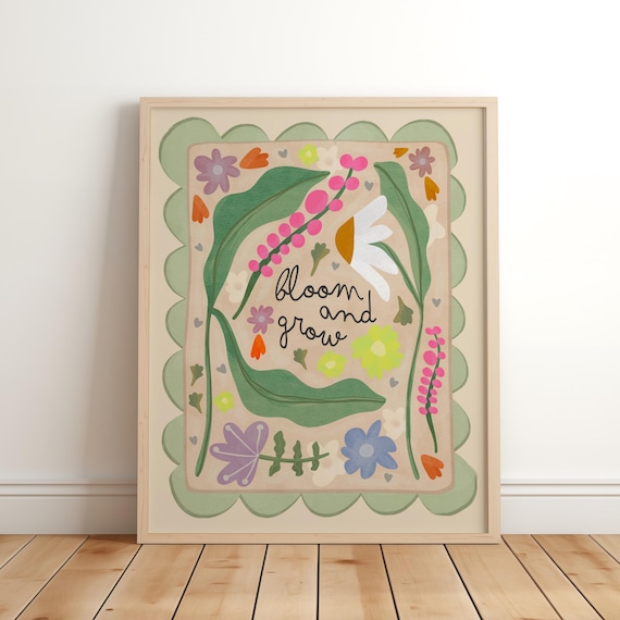 Flower Print for Nursery, Botanical Boho Art Print