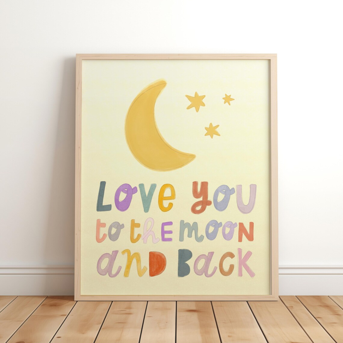 Love You To The Moon And Back Cute Pastel Nursery Gift Poster