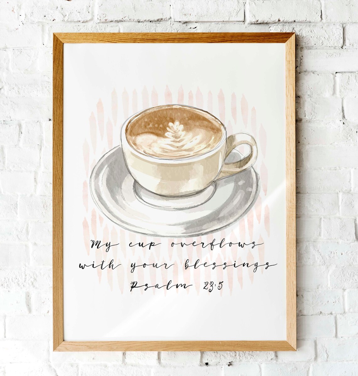 Coffee Quote Print Psalm 23v5 Watercolor My Cup Overflows With Your Blessings Art - Image 3
