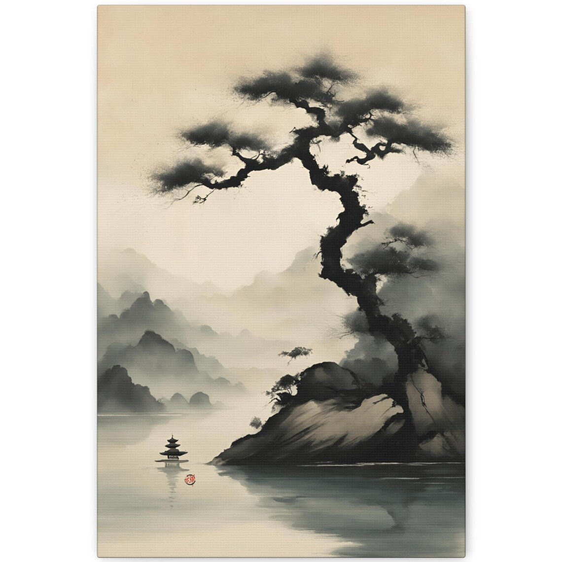 Japandi Painting Zen 3 Minimalist Japanese Ink Wash Art Print