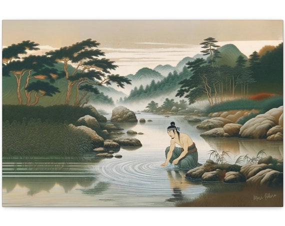 Ink Wash Landscape Painting 10 Song Of The Stream Artist Signed Art Living Room Wall Decor Korean Fine Art Gift Horizontal Print