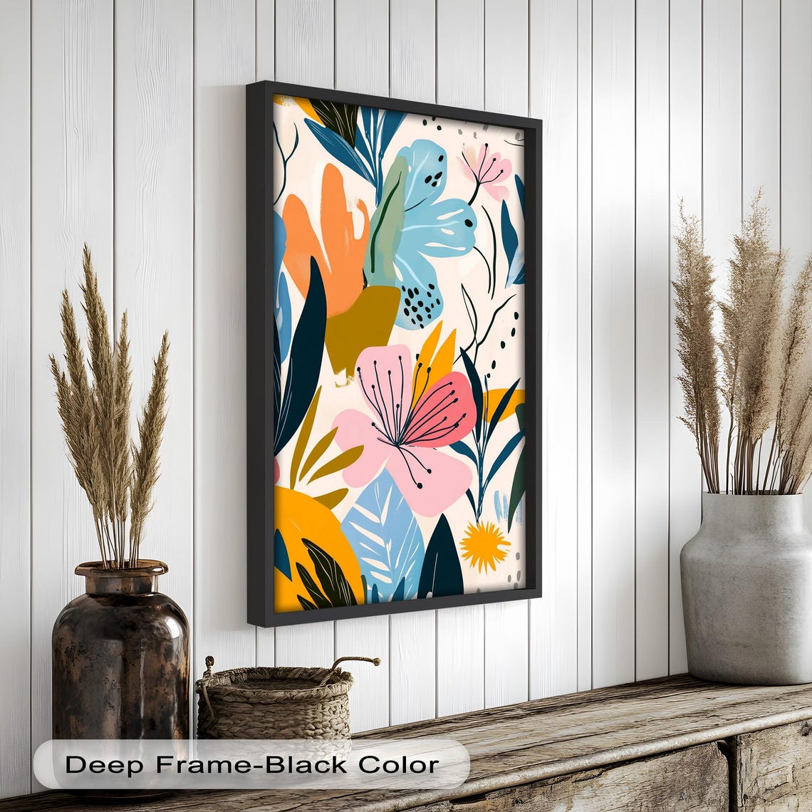 Tropical Floral Vertical Wall Art, Modern Nature Decor - Image 2