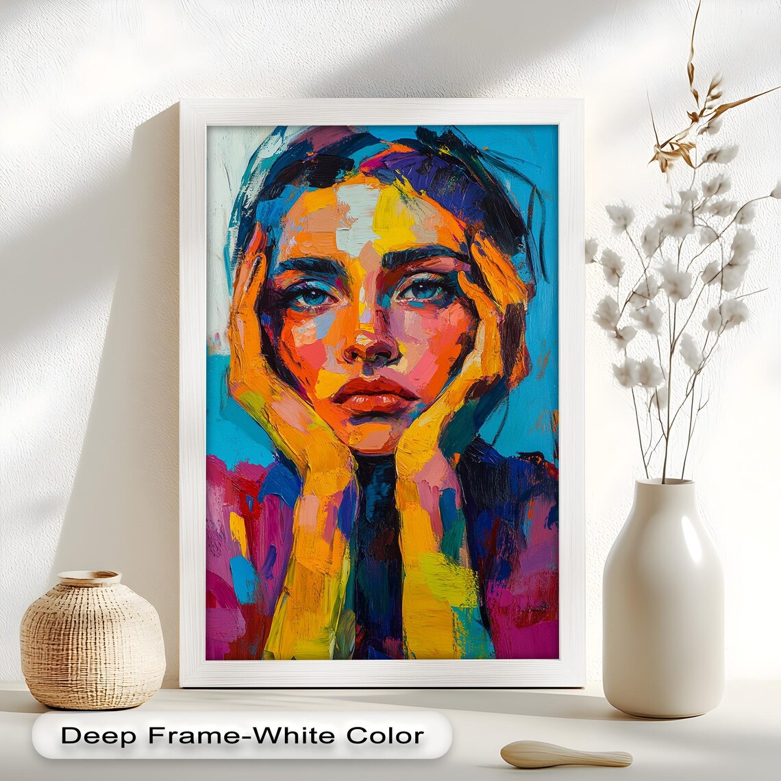 Colorful Woman Portrait, Modern Abstract Expression - Image 4