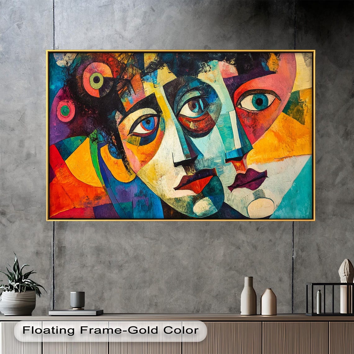 Cubist Couple Abstract Geometric Wall Art Print - Image 2
