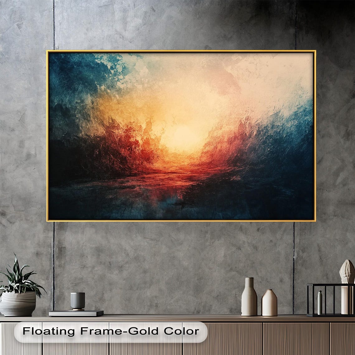 Fiery Sunset Landscape - Bold Modern Interior Decor - Image 3