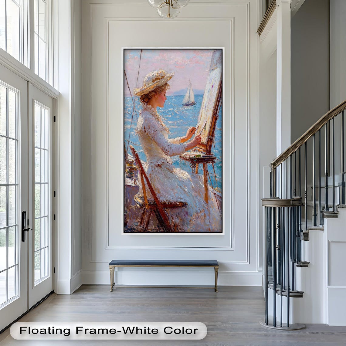 Elegant Artist at Sea, Impressionist Nautical Portrait