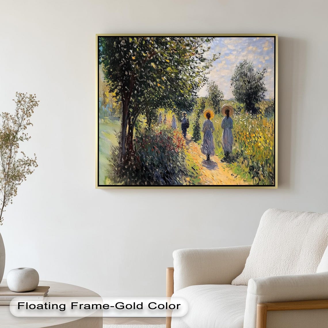 Sunlit Garden Walk, Impressionist Scene With Women - Image 3