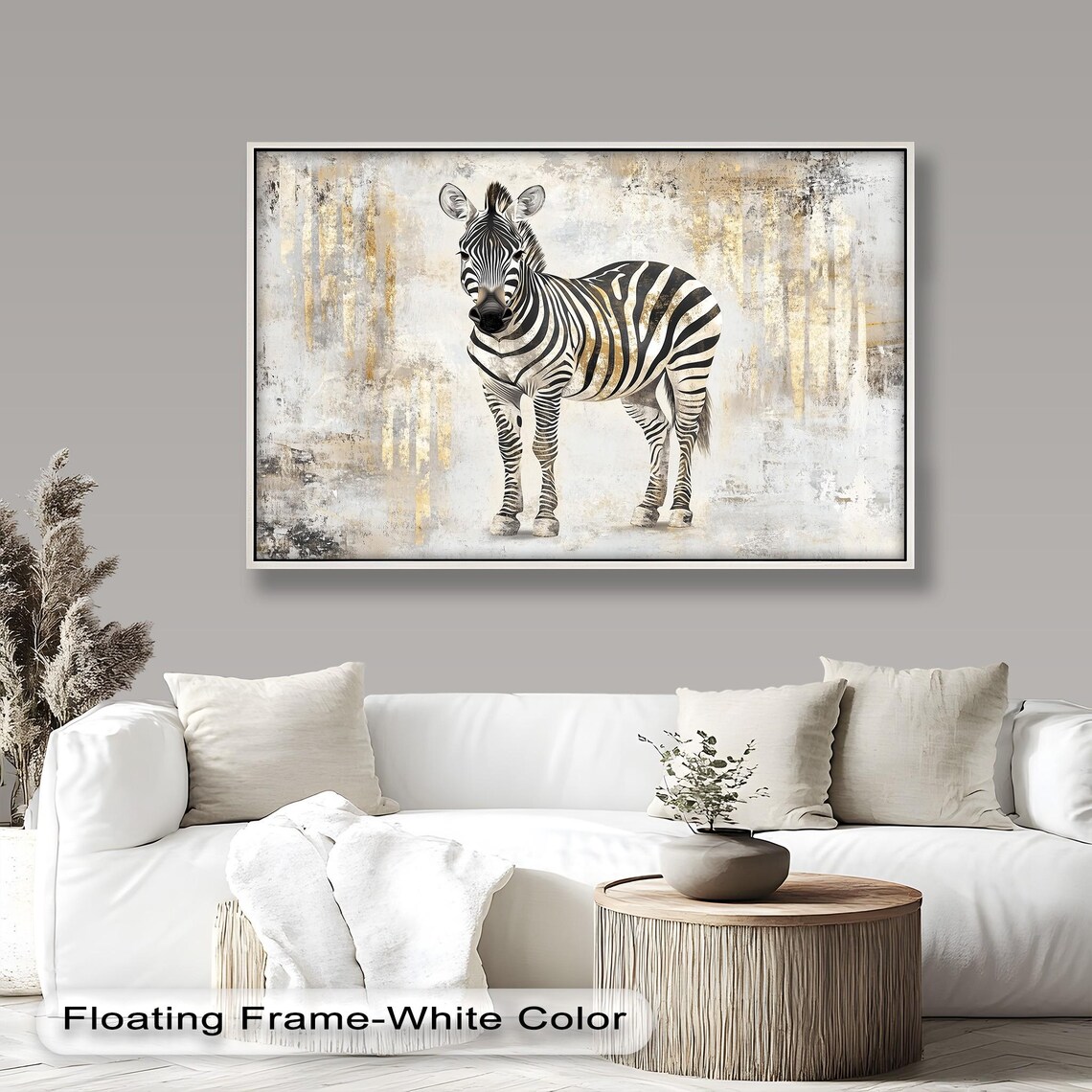 Golden Zebra Safari Style Animal Print, Boho Decor - Image 5