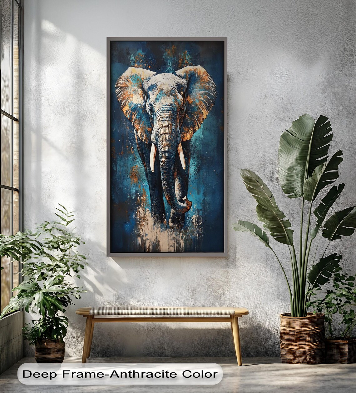 Blue Elephant Majestic Wildlife Decor, Safari Artwork - Image 2