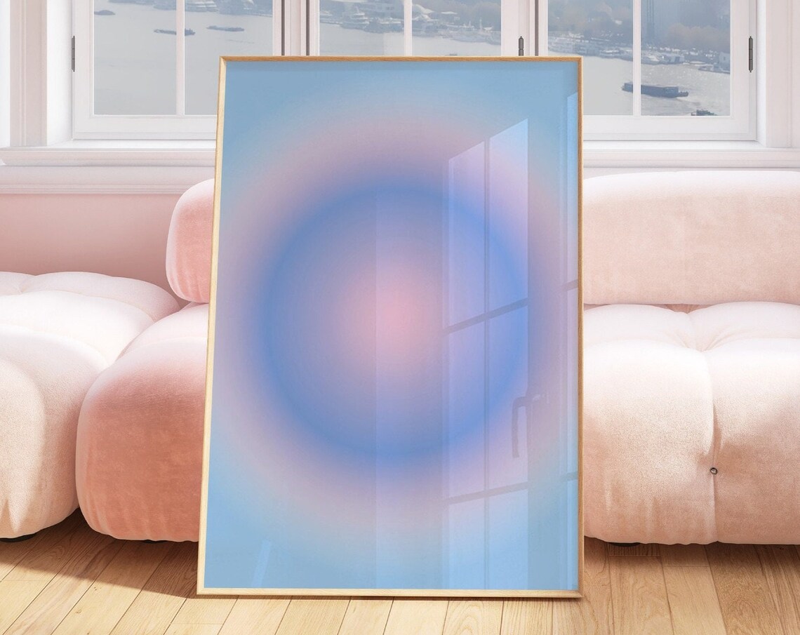 Aura Poster, Pink Blue Aesthetic Apartment Decor