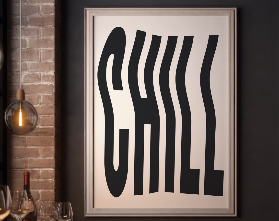 Chill Trendy Retro Quote Wall Art, Wavy Typography - Image 4