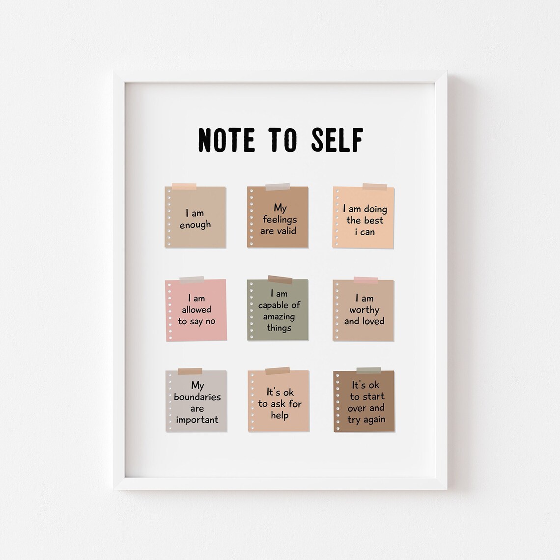 Note To Self, Be Kind Yourself Poster Print