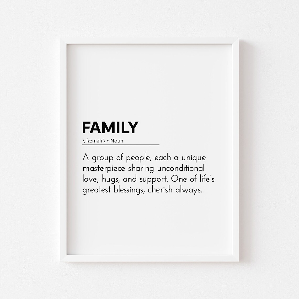 Family Definition Poster Minimalist Quote Gift Home Wall Decor