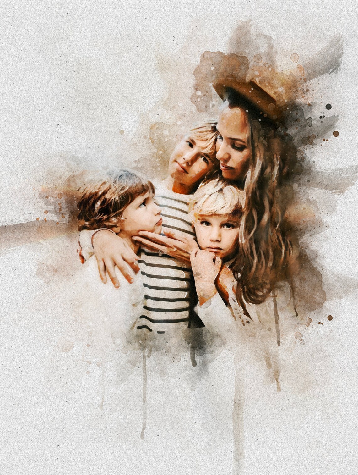 Custom Watercolor Portrait Art Print for Mom, Mothers Day - Image 2