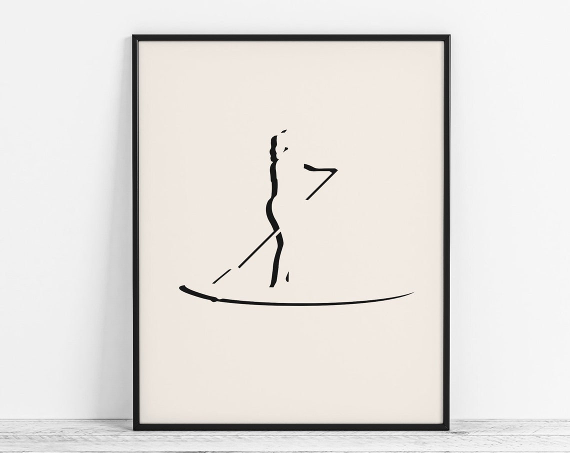 Minimalist Paddle Board Art Modern Girls Poster Boarder Gift Abstract Wall Room Decor