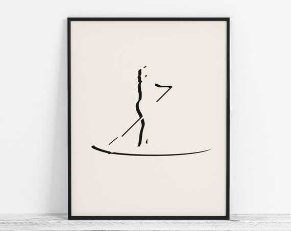Minimalist Paddle Board Art Modern Girls Poster Boarder Gift Abstract Wall Room Decor