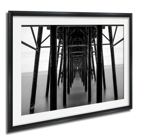 Oceanside Pier Black And White Coastal Art Print