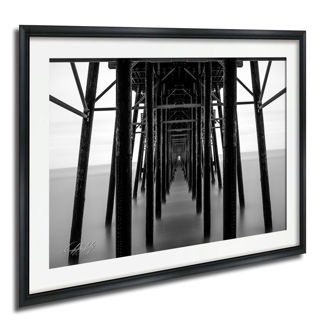 Oceanside Pier Black And White Coastal Art Print