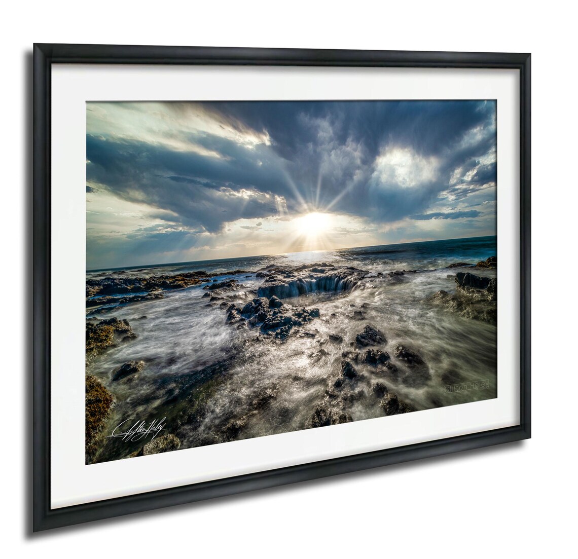 Thors Well Oregon Coast Sunrise Waves Crashing Rocky Shoreline Print