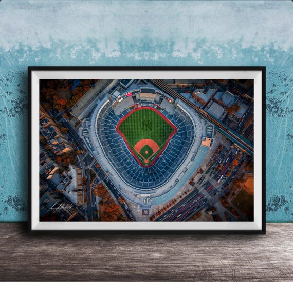 Yankees Baseball Stadium Print Sunset Scene With Ny Logo