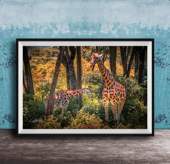 Bright Safari Giraffe Wall Art Colorful Maximalist Animal Print