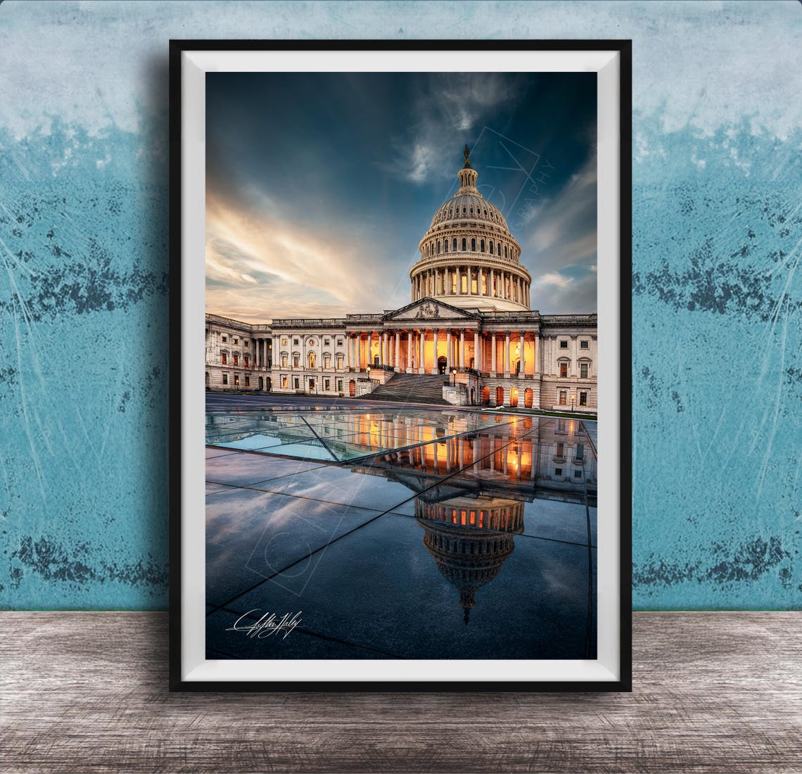 US Capitol Washington DC Dusk Reflection Fine Art Photography Poster