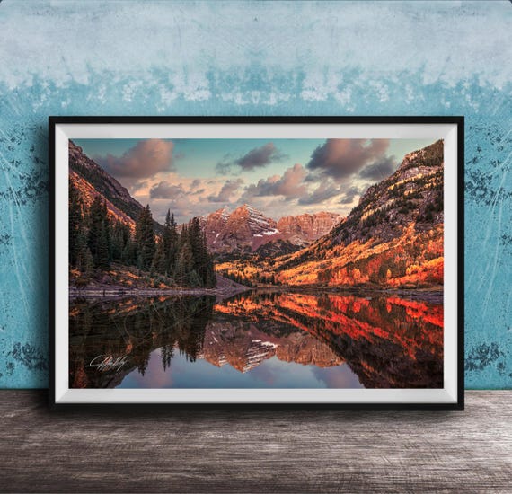 Aspen Colorado Canvas Maroon Bells Mountains Autumn Sunrise