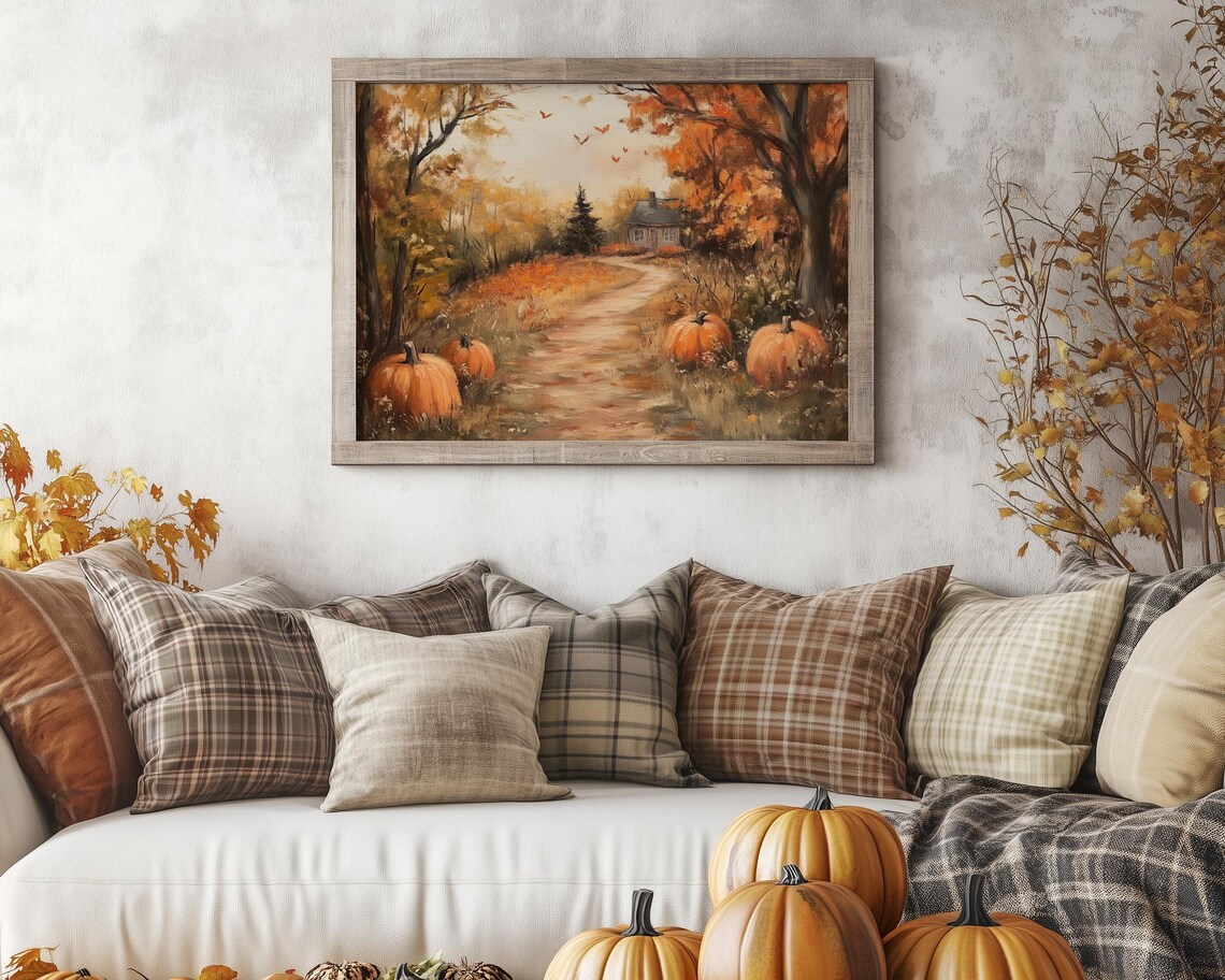 Autumn Pathway With Pumpkins, Fall Art Print - Image 3