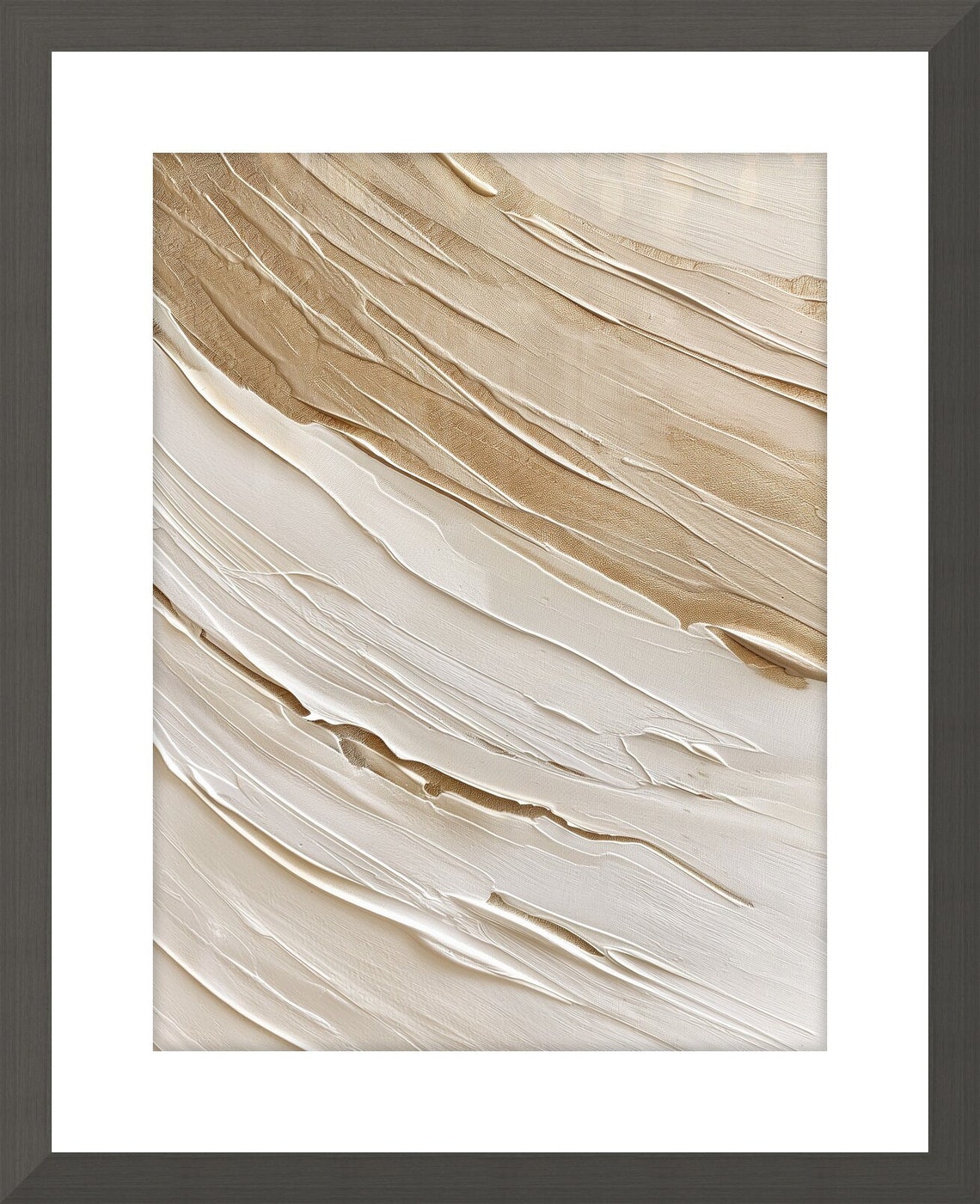 Beige and White Textured Sand Abstract Painting Neutral Poster - Image 3