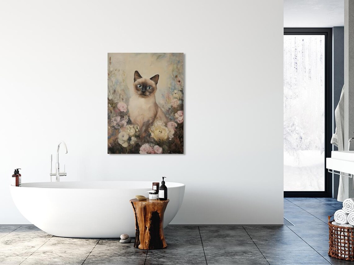 Vintage Siamese Cat Art Print, Elegant Pet Decor - Image 4