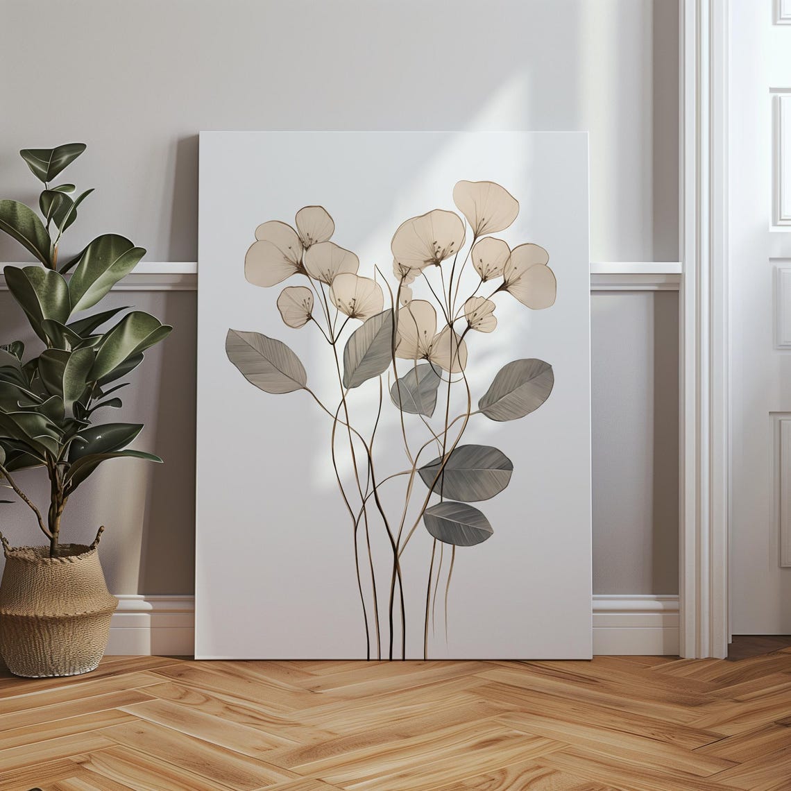 Minimalist Eucalyptus Stems Neutral Tones Botanical Art Poster - Image 5